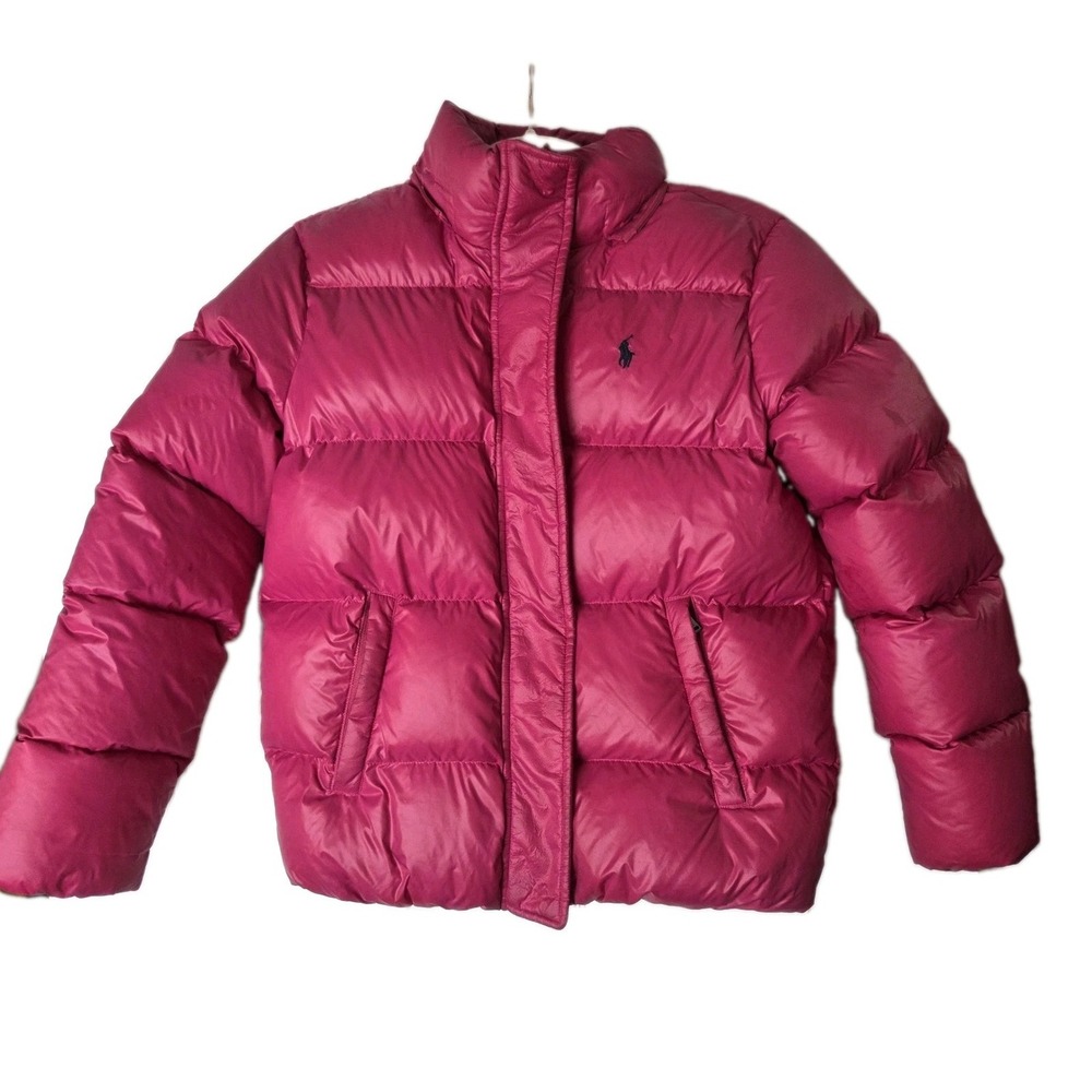 Polo Ralph Lauren Girls L 12-14 Pink Duck Down Puffer Jacket Winter Coat Full...